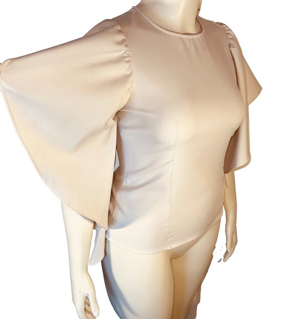 HAYDEN Blouse Womens M Ivory White Butterfly Sleeve Princess Seam Formal - Picture 3 of 16
